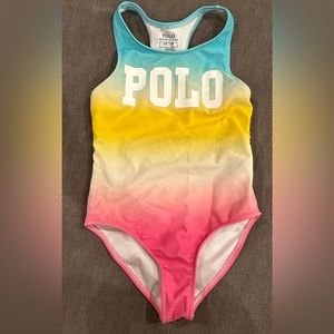 Polo Ralph Lauren Toddler Girls Rainbow Logo One-piece swimsuit sz 4